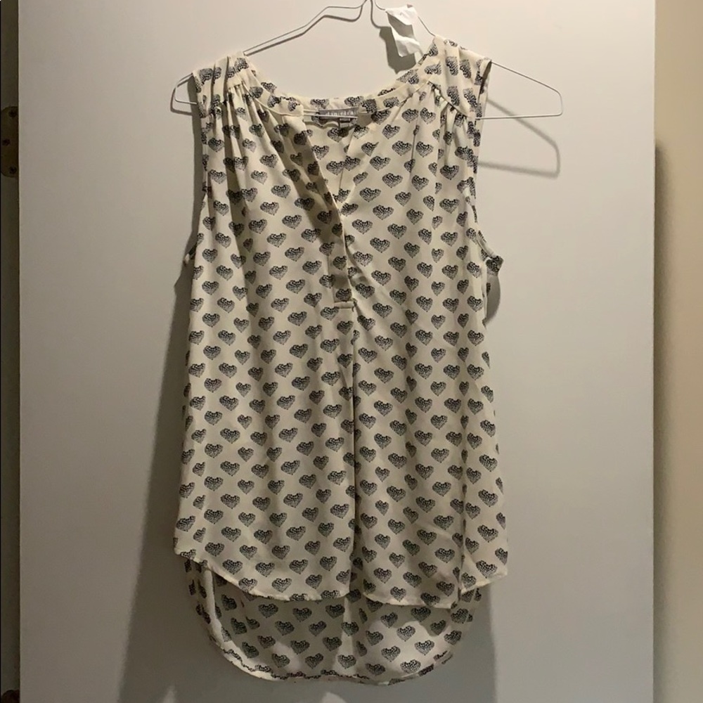 WORN ONCE - Sleeveless Blouse w/ Heart Pattern